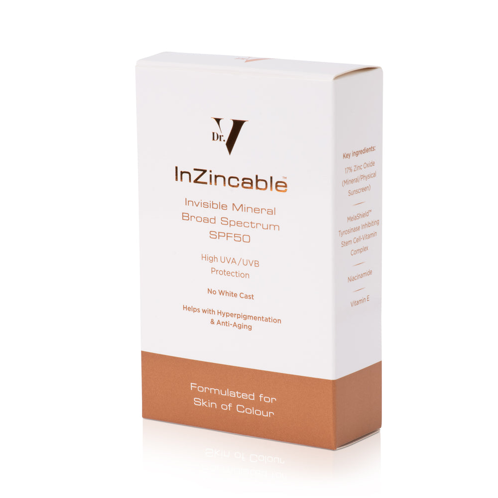Dr. V InZincable SPF50 Broad Spectrum 'Invisible' Mineral Suncream 50ml box